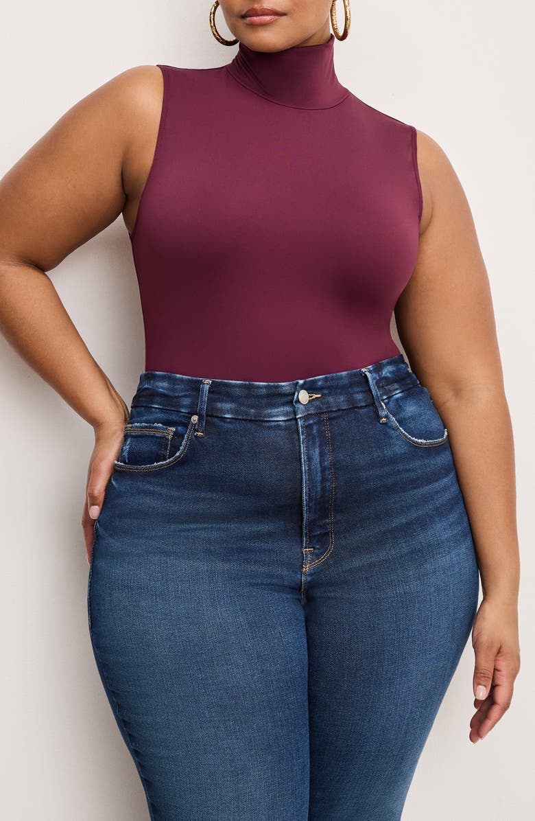 Good American Weightless Mock Neck Bodysuit, Alternate, color, Fig007