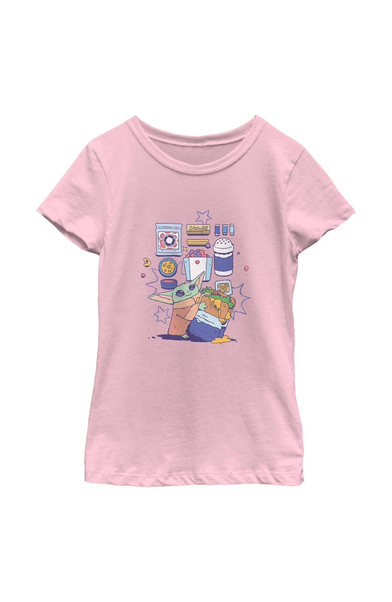 Star Wars: The Mandalorian and Grogu Girl's Star Wars The Mandalorian and Grogu The Child Enjoy Your Meal  Graphic T-Shirt, Main, color, Light Pink