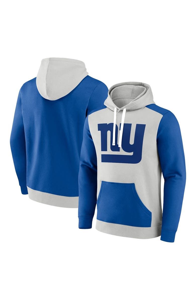 FANATICS Men's Fanatics Branded Silver/Royal New York Giants Big & Tall Team Fleece Pullover Hoodie, Main, color, Silver