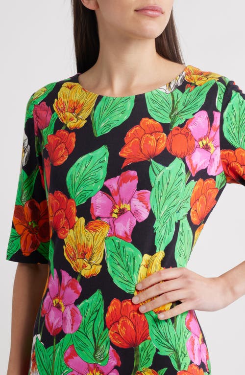 Milly Tulip Rosette Jersey Midi Dress In Multi