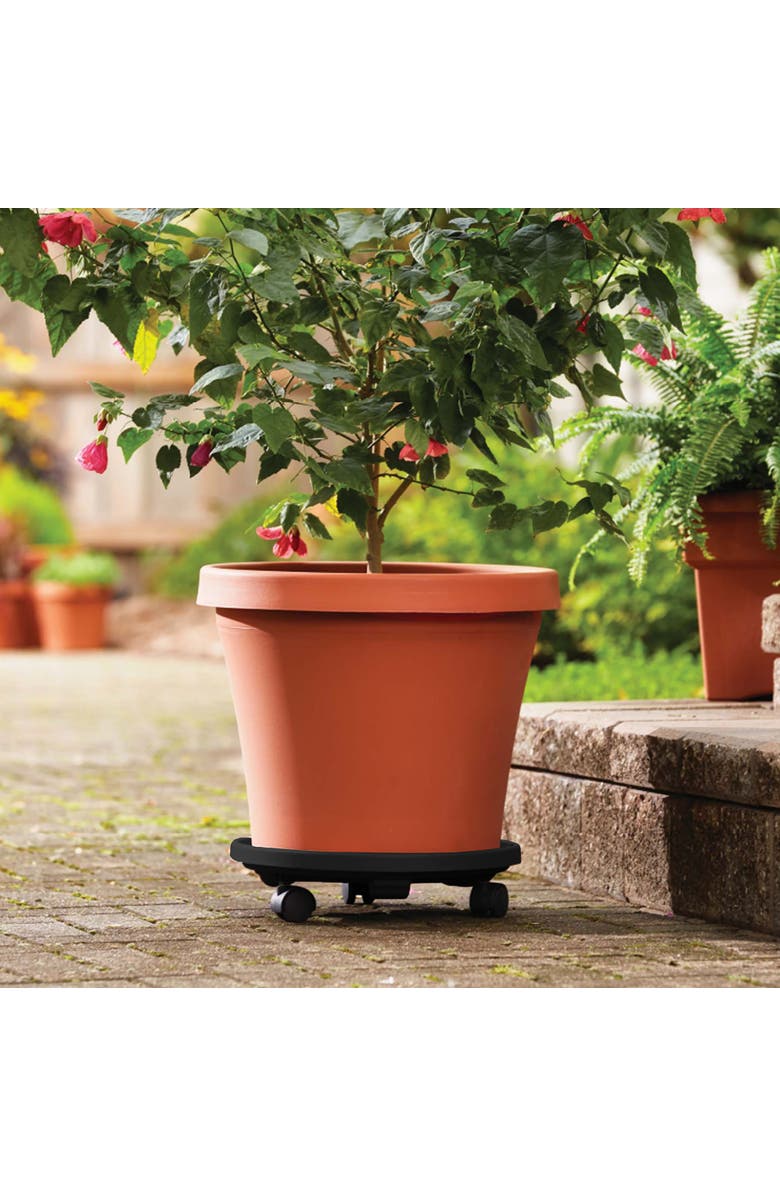 Bloem 12 Inch Round Planter Caddy With Wheels, Black, Alternate, color,