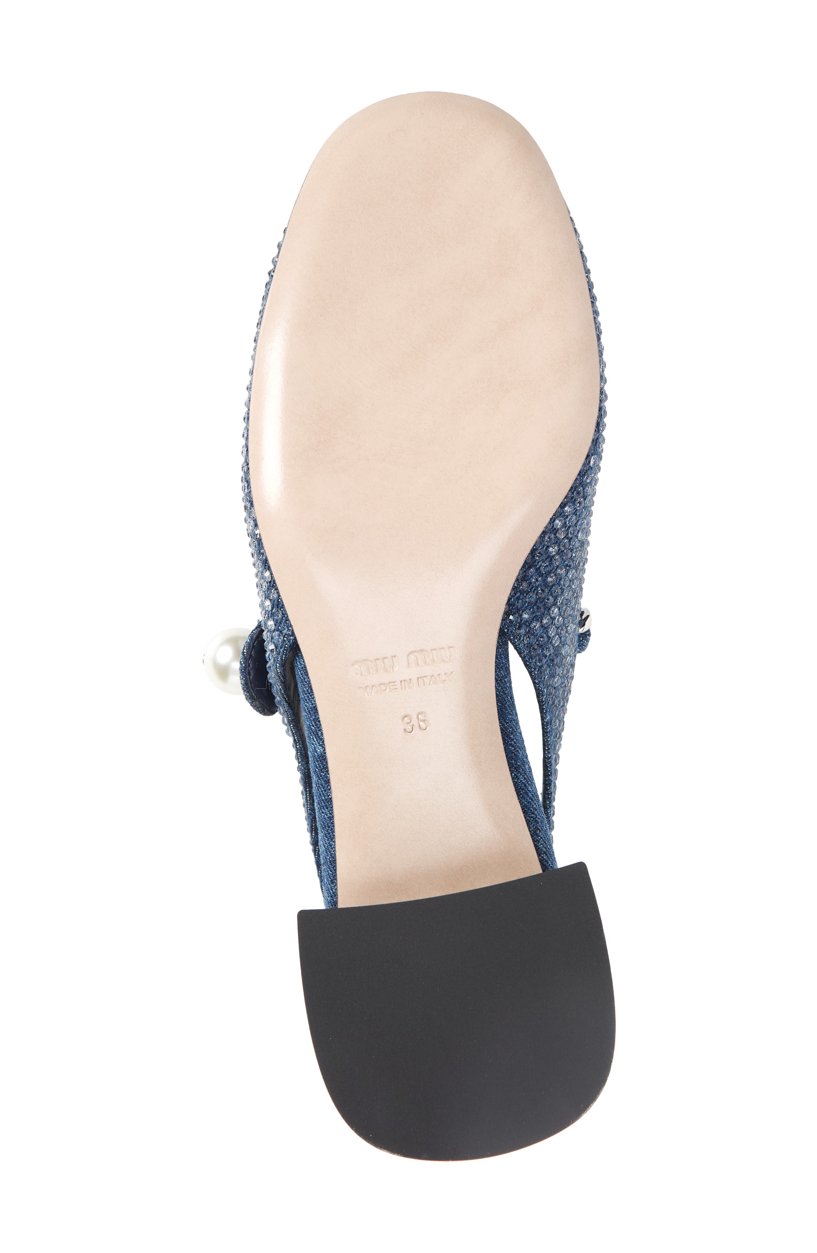 Chain Crystal Embellished Slingback Cap Toe Pump, Alternate, color, DENIM/ BLACK