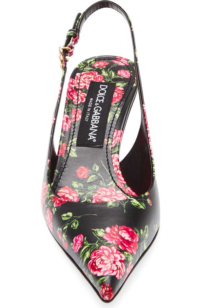 Dolce&Gabbana Lollo Rose Print Kitten Heel Slingback Pump, Alternate, color, Mazzolini Rose F.ner