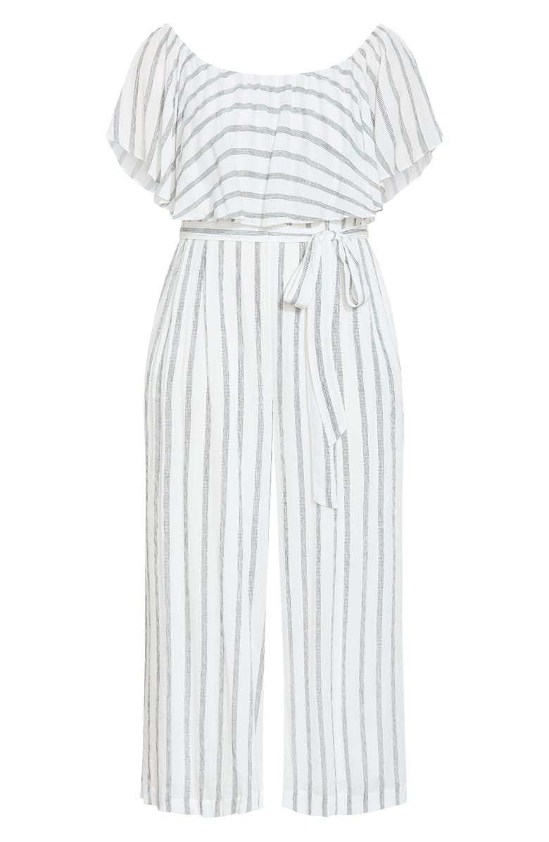 City Chic Emery Stripe Jumpsuit, Main, color, Black Stripe
