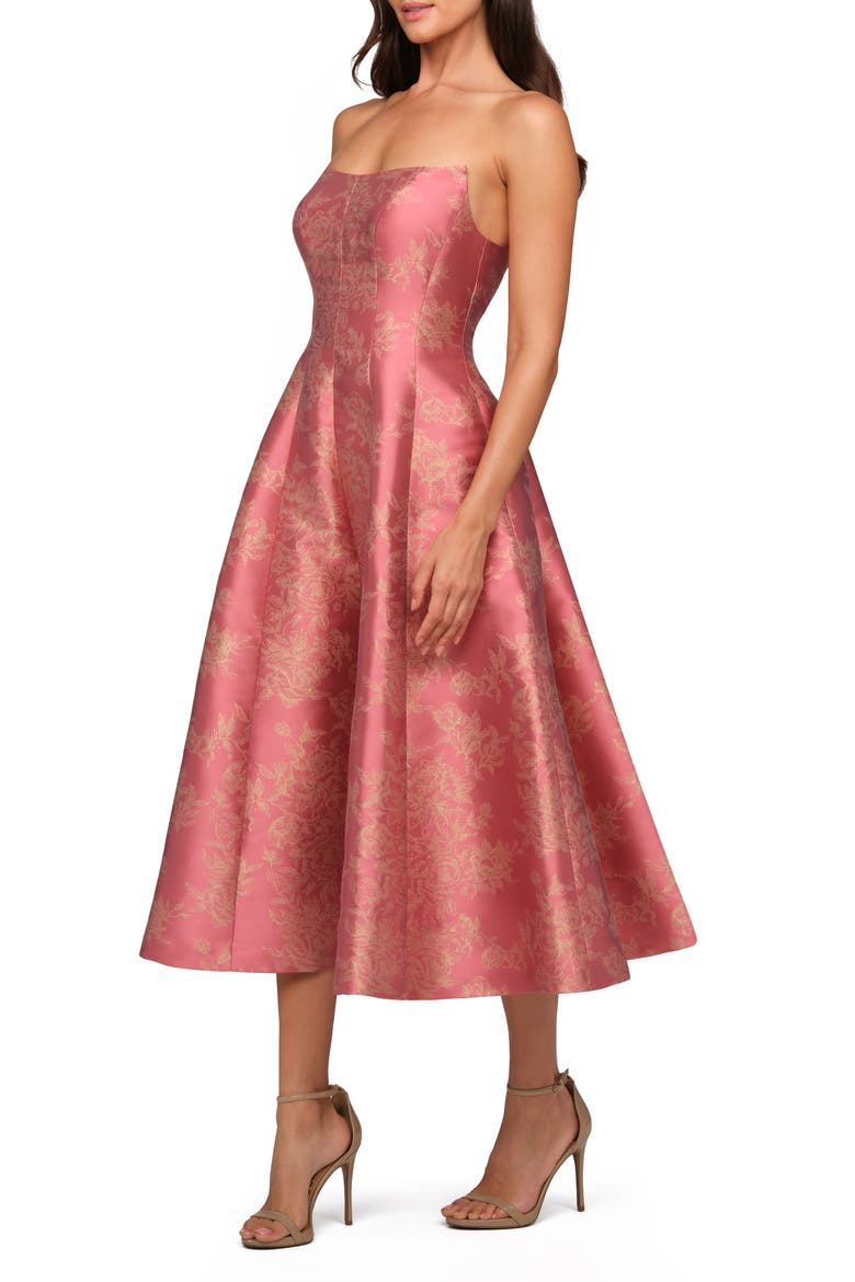 Quincy Strapless Midi Cocktail Dress, Alternate, color, ANTIQUE ROSE