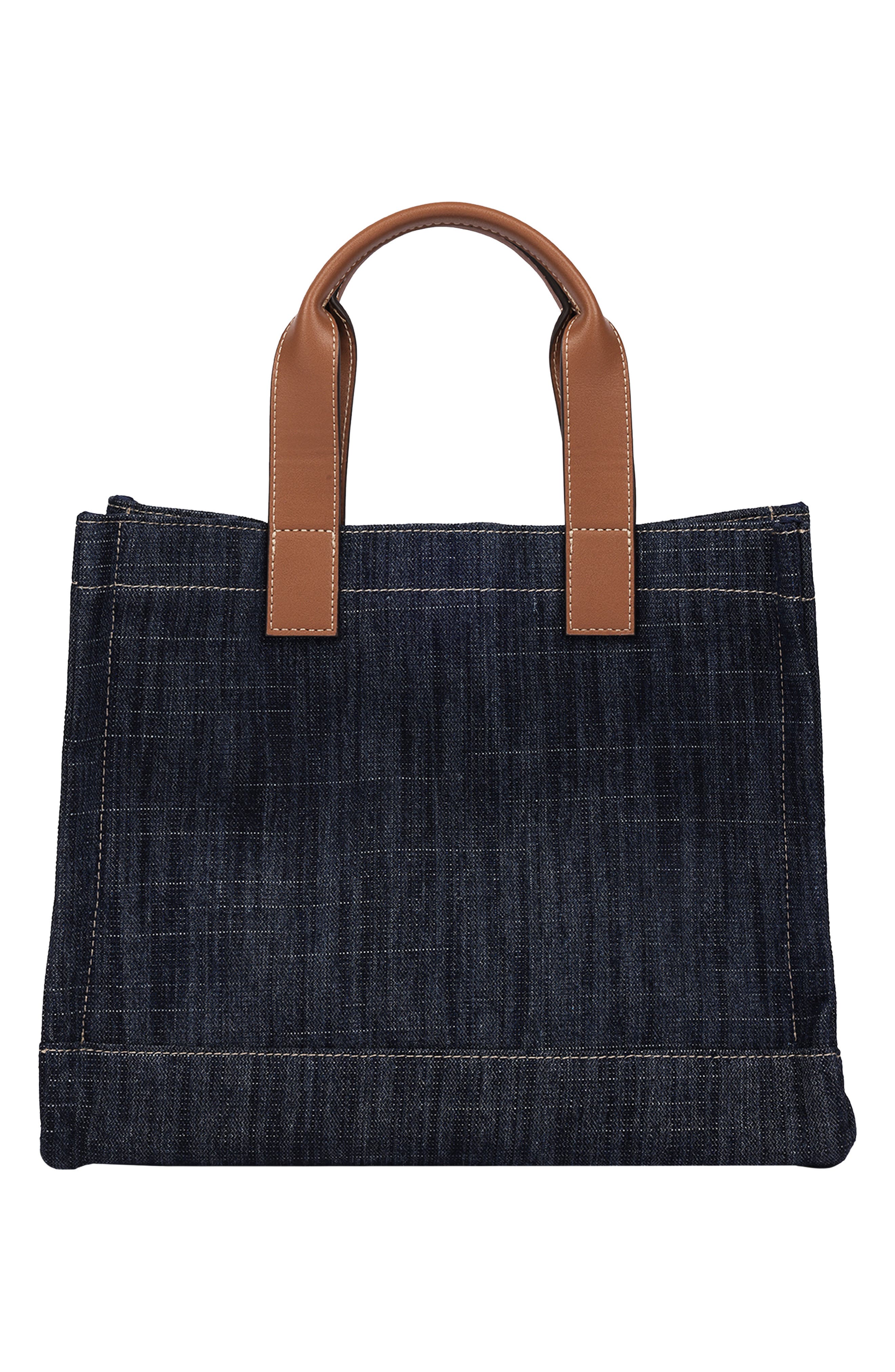 Medium Logo Denim Tote, Alternate, color, DARK DENIM