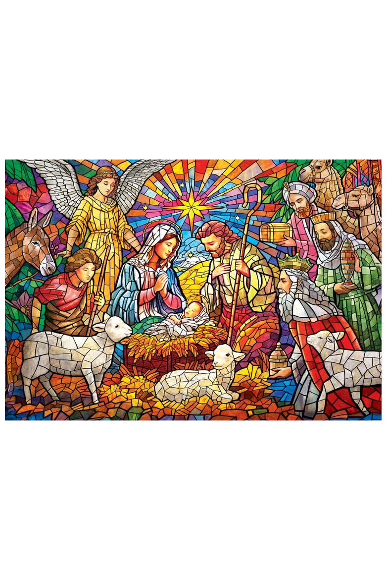 Stained Glass Nativity 2000 Piece Puzzle, Alternate, color, Multicolor