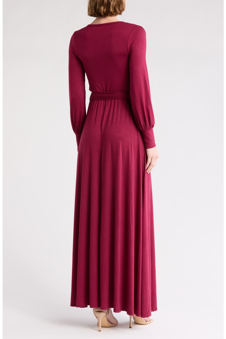 Long Sleeve Maxi Wrap Dress, Alternate, color, CABERNET