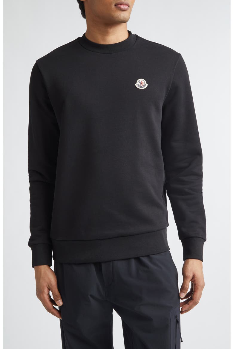 Logo Patch Fleece Sweatshirt, Main, color, BLACK