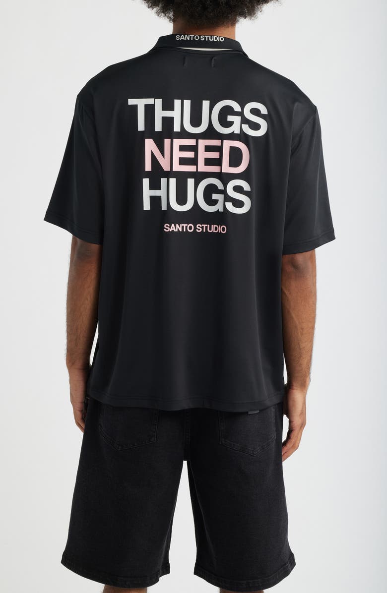 SANTO STUDIO Thugs Need Hugs Polo, Alternate, color, Black