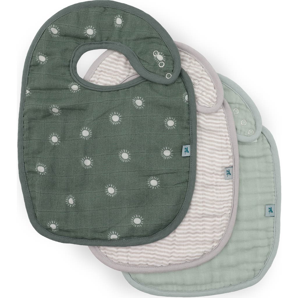 Little Unicorn 3-pack Organic Cotton Muslin Bibs In Green