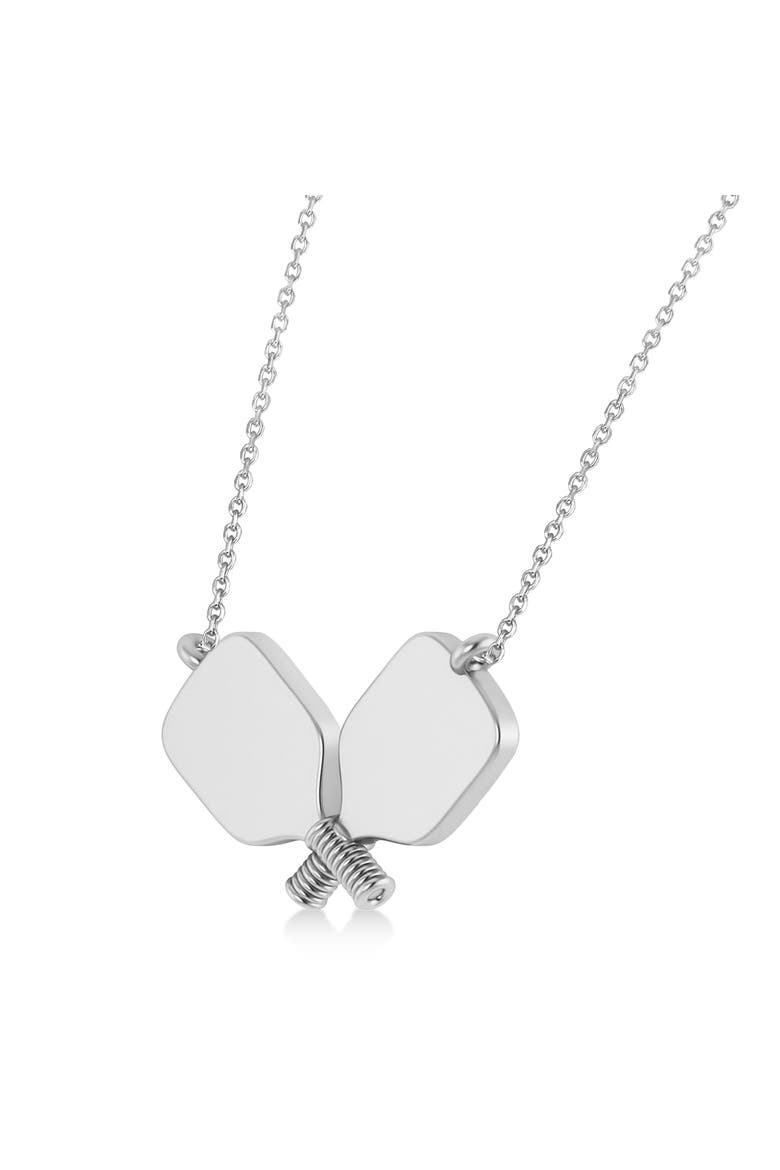 Diamond Large Dual Pickleball Paddle Pendant Necklace 14K, Alternate, color, 0.25ct, White Gold