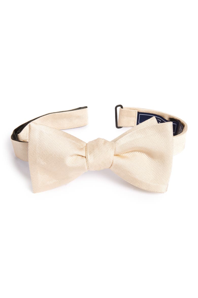 Silk Solid Bow Tie, Main, color, LIGHT CHAMPAGNE