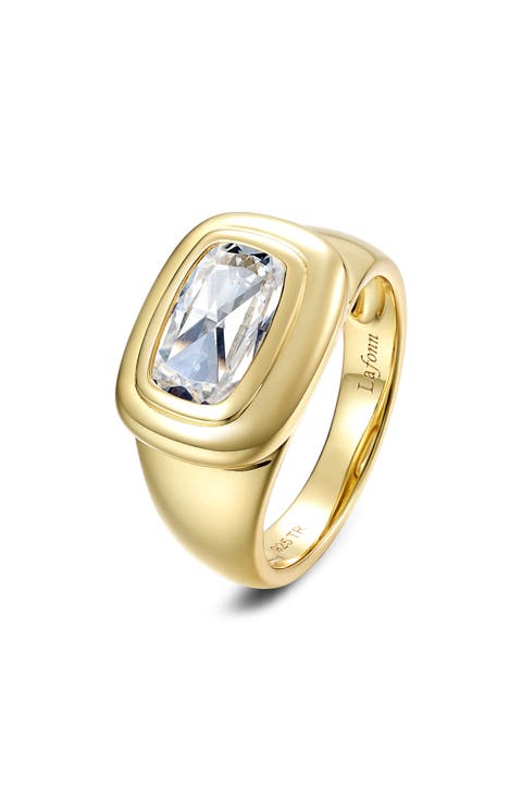 Double Bezel Simulated Diamond Signet Ring