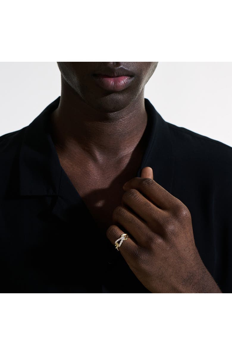 John Hardy Surf 14K Gold Diamond Pave Ring, 8mm, Alternate, color, Gold