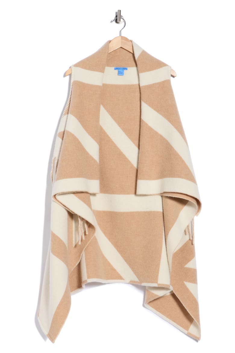 Milda Wool Blend Poncho, Main, color, CAMEL/OFF WHITE