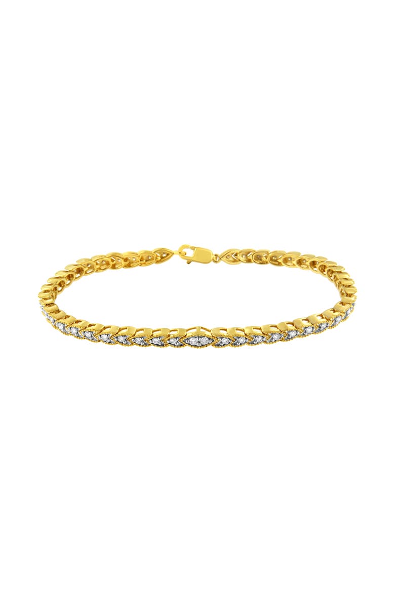 10K Yellow Gold Plated Silver 1 cttw Prong-Set Diamond Pear Shape Link Bracelet, Alternate, color, Yellow