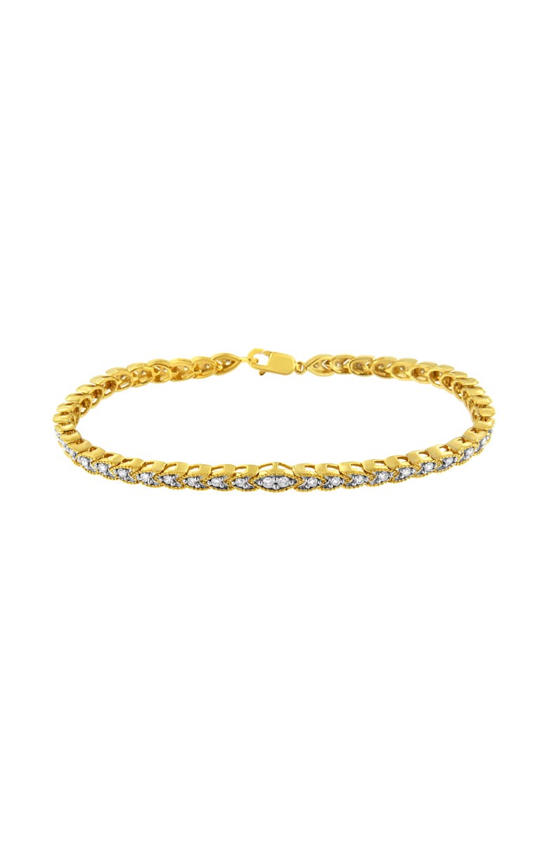 Haus of Brilliance 10K Yellow Gold Plated Silver 1 cttw Prong-Set Diamond Pear Shape Link Bracelet, Alternate, color, Yellow