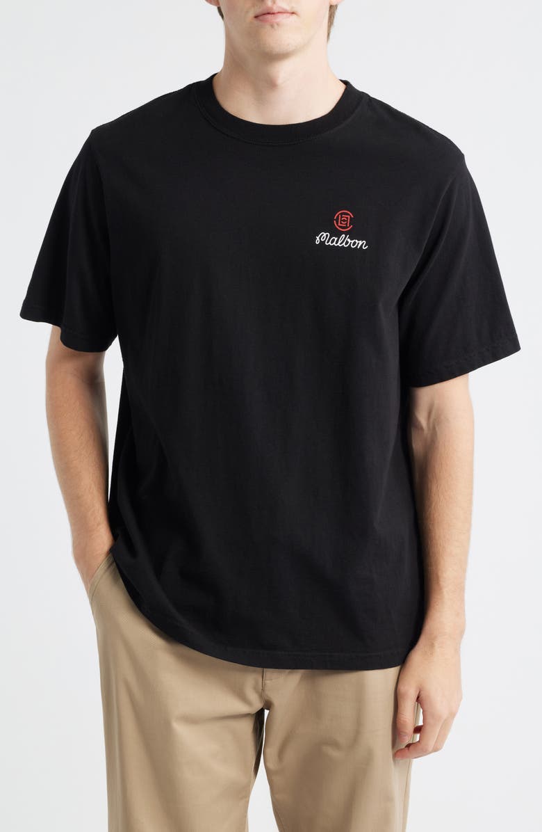 Malbon Golf Bermuda Clot Cotton Graphic T-Shirt, Main, color, Black
