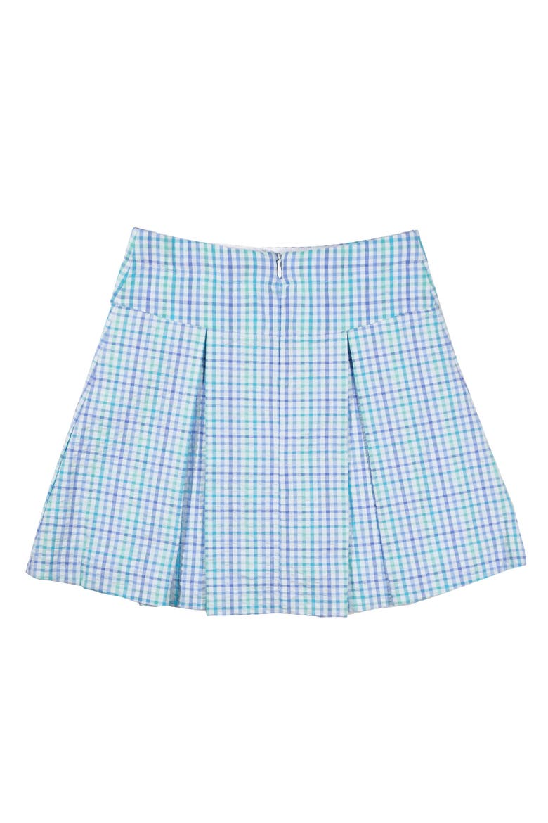Plaid Seersucker Pleated Skirt, Alternate, color, Blue / Navy