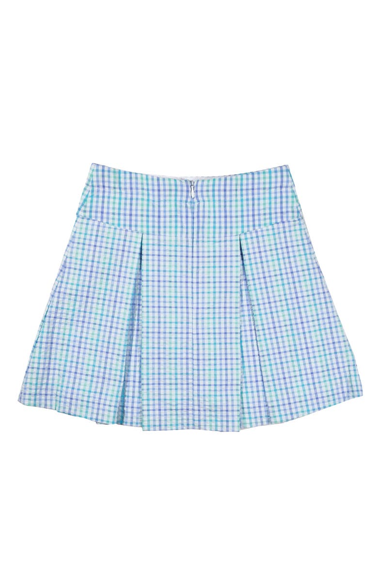 Florence Eiseman Plaid Seersucker Pleated Skirt, Alternate, color, Blue / Navy