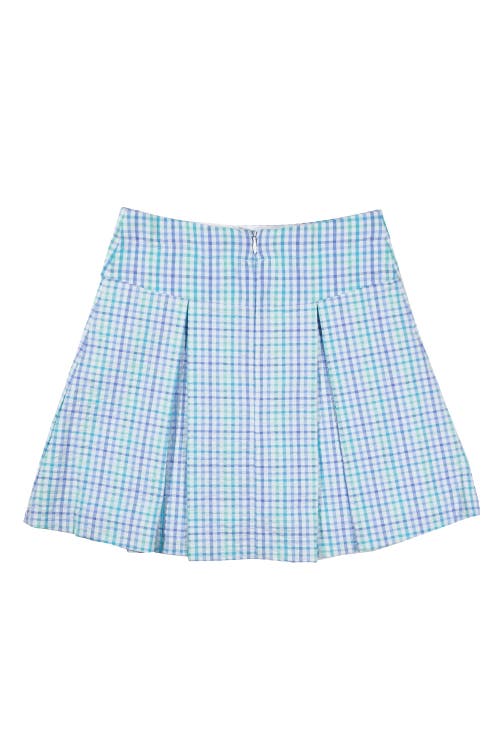Florence Eiseman Plaid Seersucker Pleated Skirt In Blue