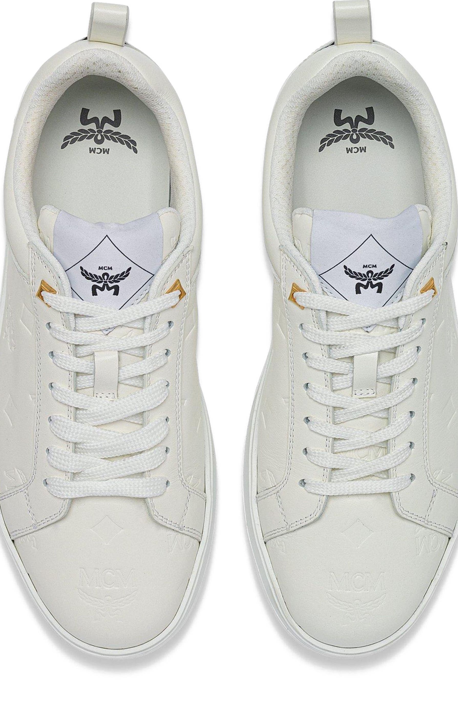 MCM Neo Terrain Lo Sneakers in Monogram Leather, Alternate, color, Grey