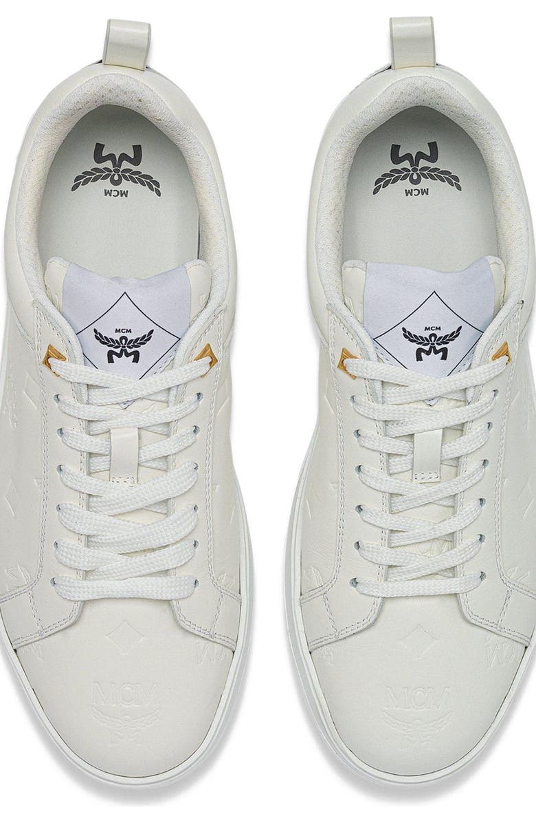 MCM Neo Terrain Lo Sneakers in Monogram Leather, Alternate, color, Grey