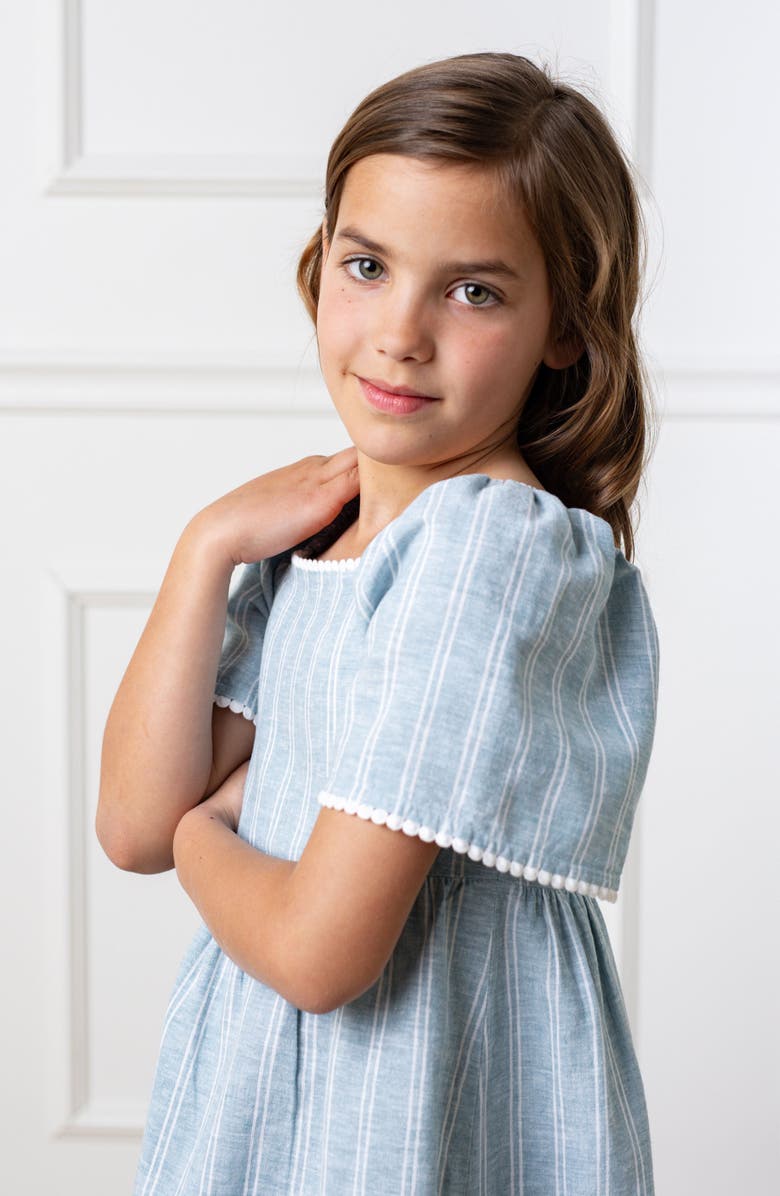 Hope & Henry Girls' Flounce Sleeve Tiered Linen Dress, Kids, Alternate, color, 