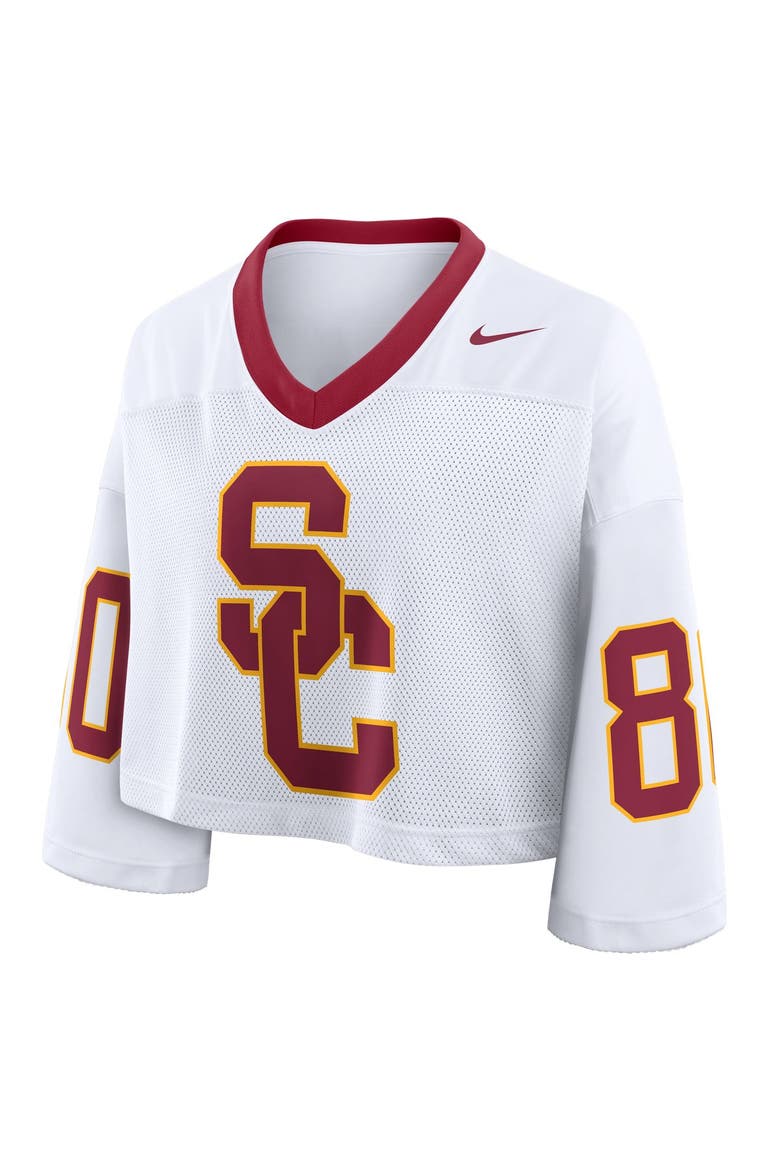 Women's Nike White USC Trojans Oversized Logo Cropped Fashion Jersey, Alternate, color, White