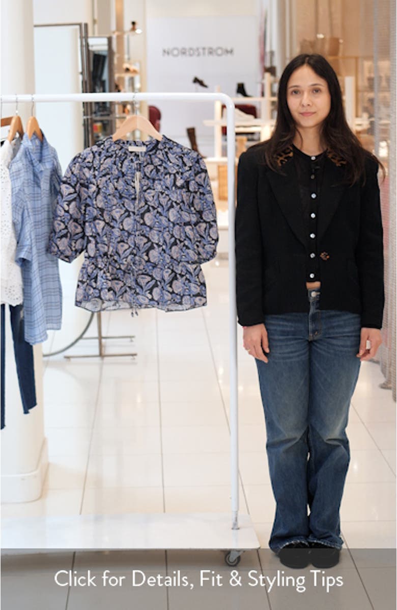 Elvie Floral Frill Collar Puff Sleeve Top, sales video thumbnail