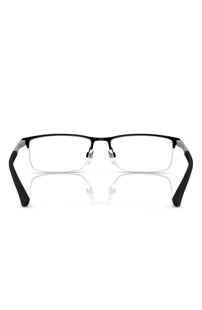 Emporio Armani Giorgio Armani 55mm Semirimless Rectangular Optical Glasses, Alternate, color, Rubber Black / Demo Lens