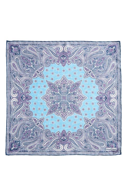 Edward Armah Persian Print Silk Pocket Square In Sky