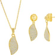 SIMONA Pavé Cubic Zirconia Wave Drop Earrings & Pendant Necklace Set