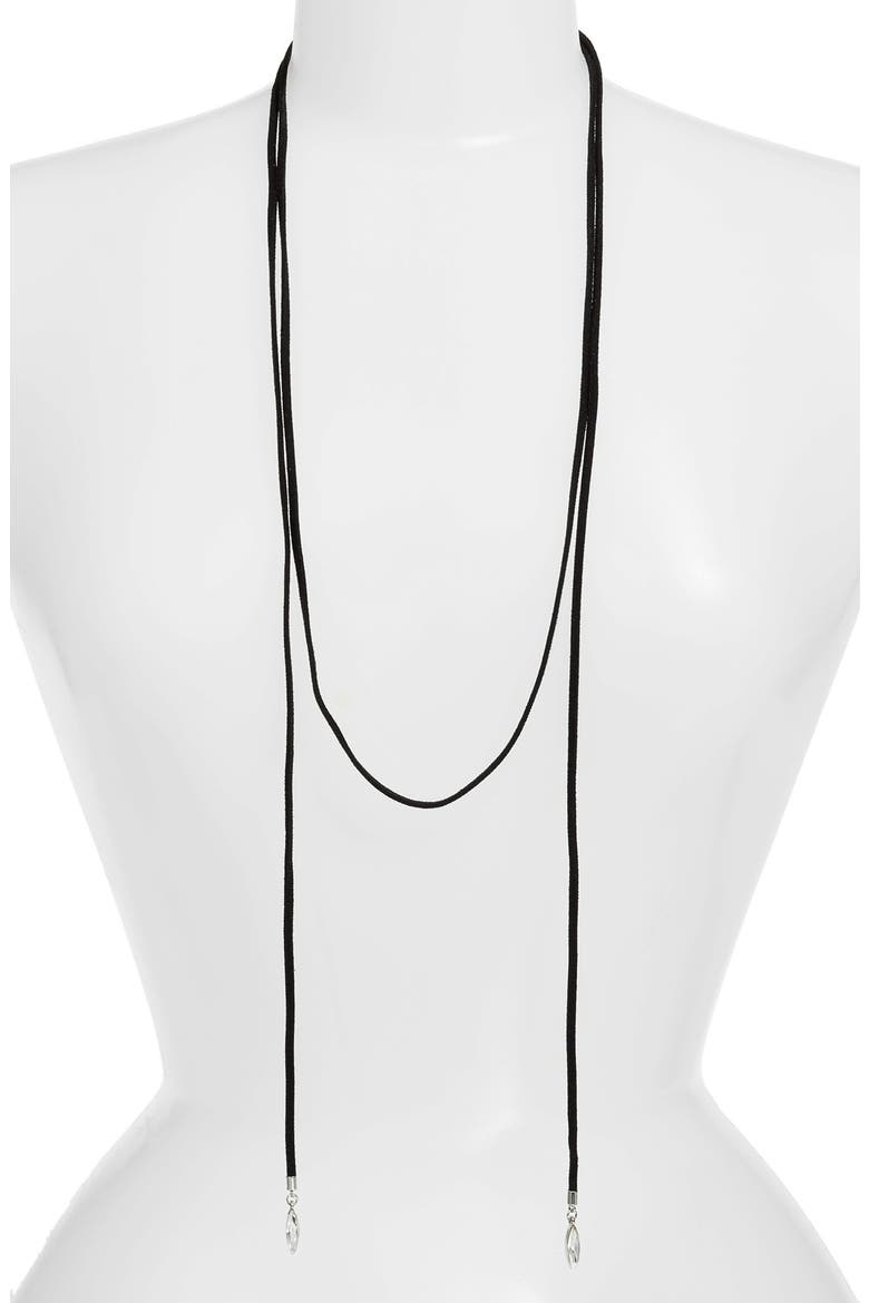 Long Wrap Choker Necklace, Alternate, color, BLACK