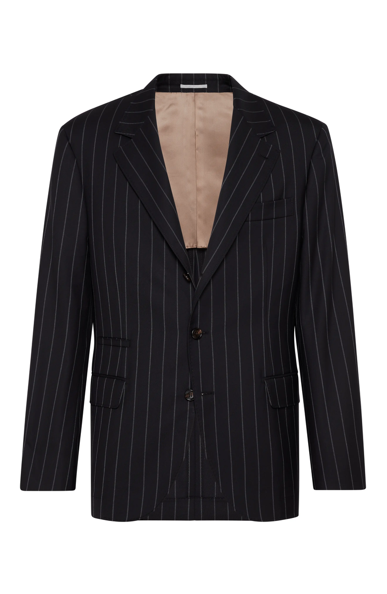Brunello Cucinelli Wide chalk stripe blazer, Main, color, 