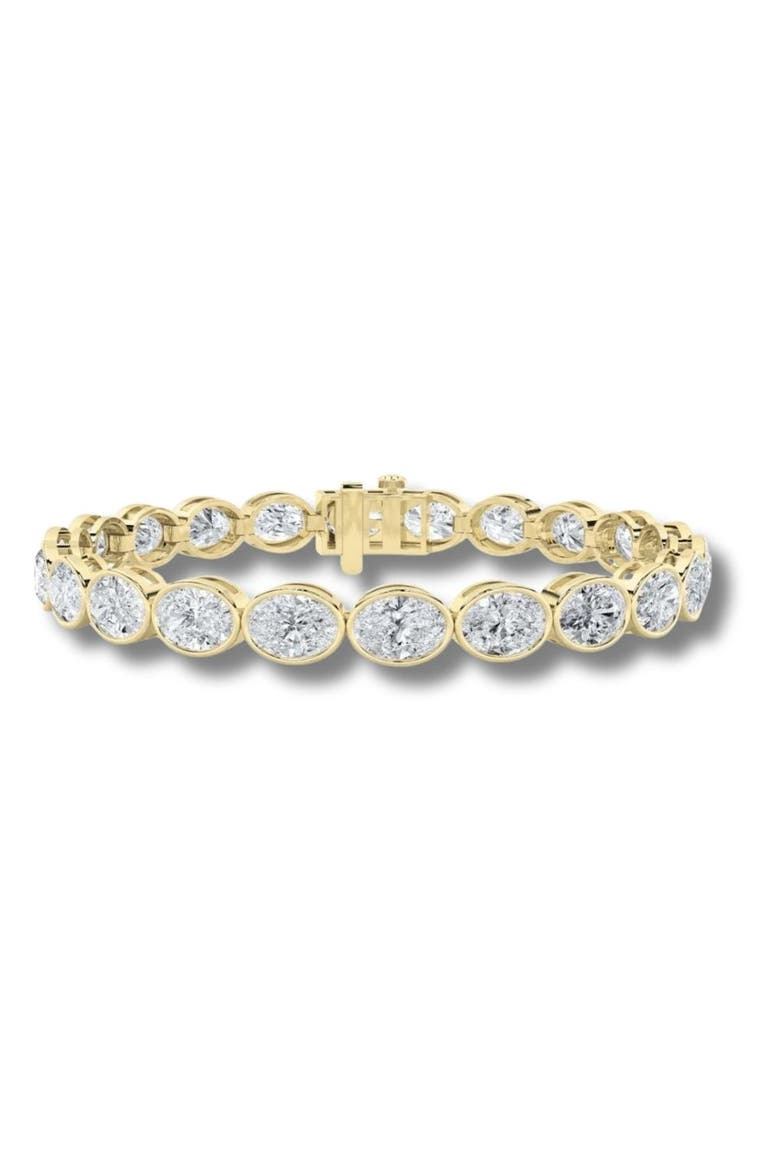 15Ct TW East West Oval Bezel Diamond Tennis Bracelet 14k Gold 7" Lab Grown, Main, color, 14k Yellow Gold