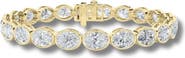 Bliss Diamond 15Ct TW East West Oval Bezel Diamond Tennis Bracelet 14k Gold 7" Lab Grown
