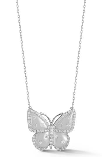 Glaze Jewelry Crystal Butterfly Pendant Necklace In Silver