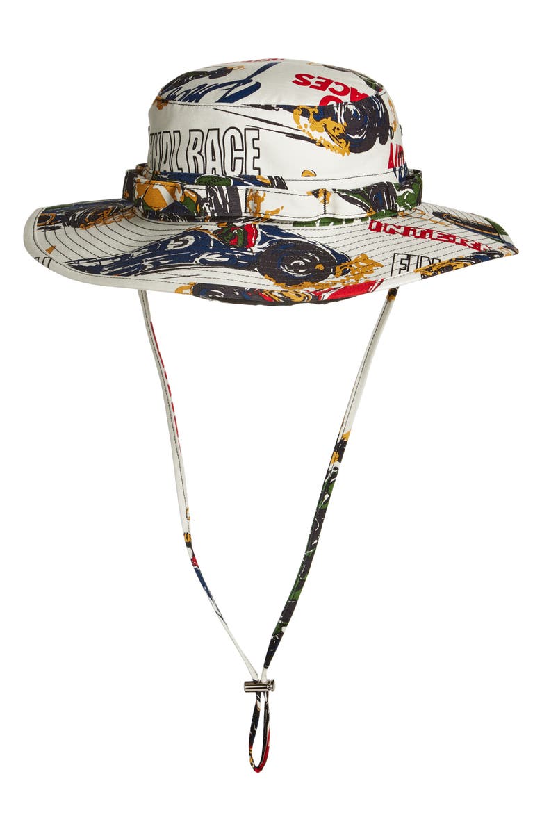 Sacai Car Race Print Bucket Hat, Main, color, 