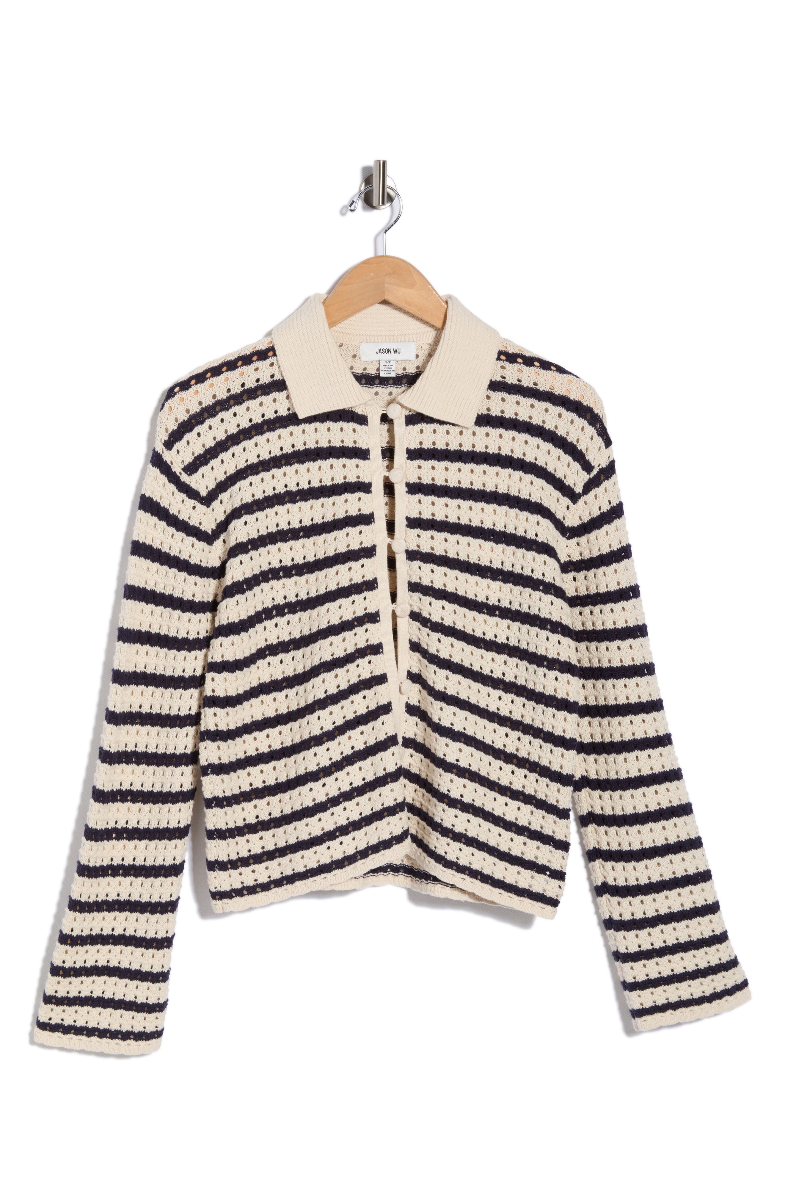 Stripe Pointelle Cardigan