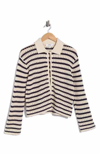 Stripe Pointelle Cardigan