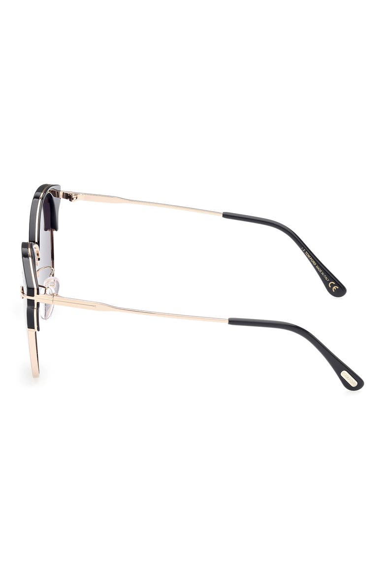 61mm Round Sunglasses, Alternate, color, SHINY BLACK / SMOKE