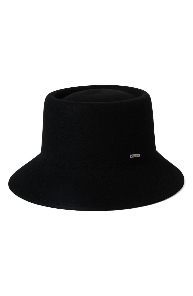 Brixton Elle Wool Felt Bucket Hat, Main, color, Black