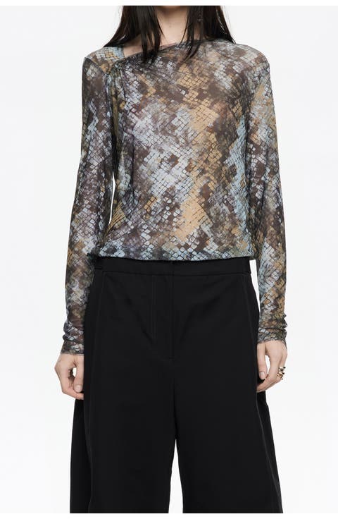 トップス ORGUE Flower tulle blouse Floral tulle shirt black/white – TOTEME