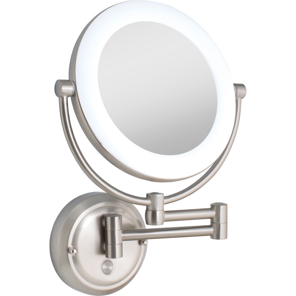 Zadro Lexington Lighted Wall Mounted Makeup Mirror With 10x/1x Magnification In Satin Nickel