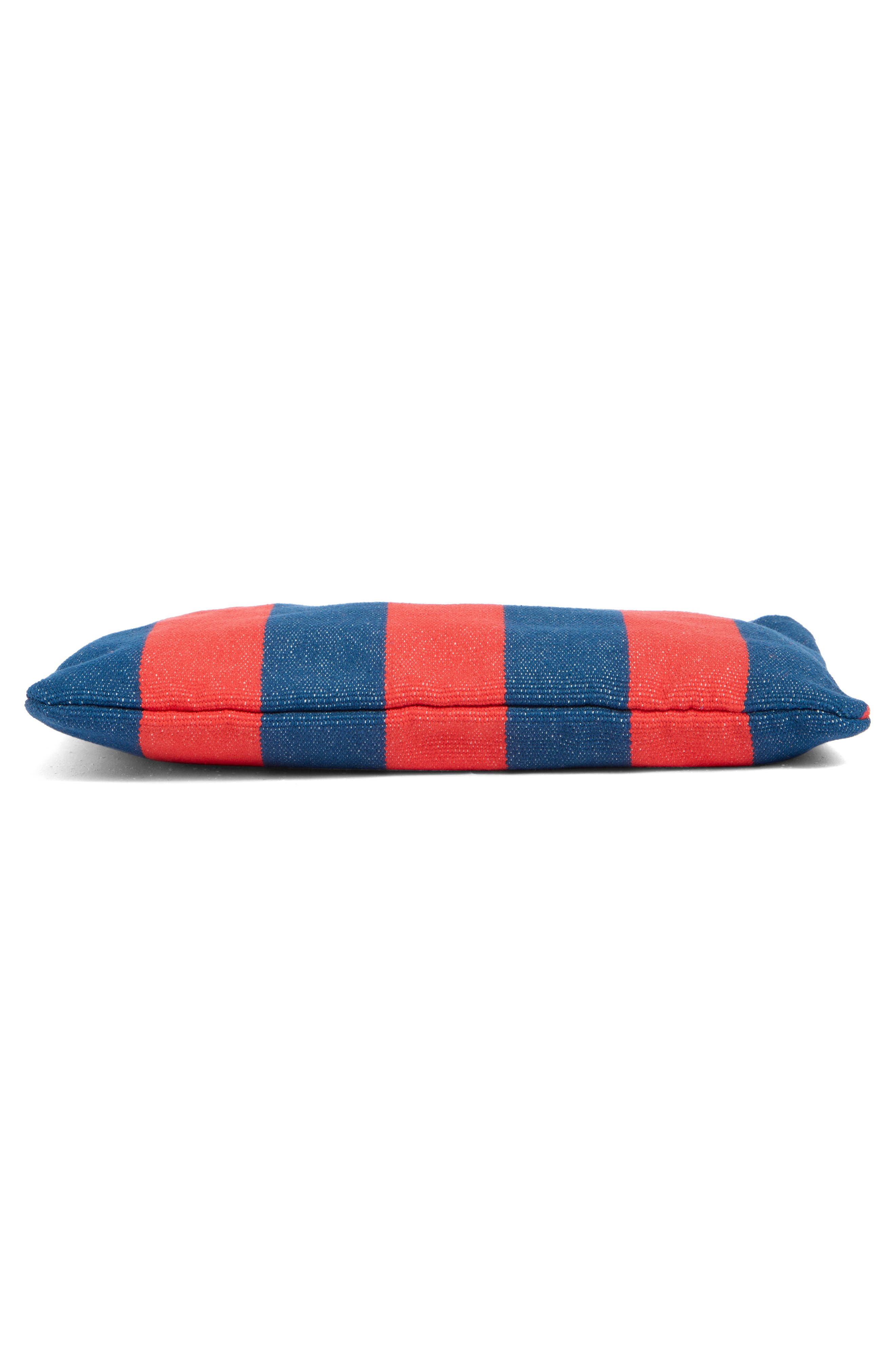 Clare V. Stripe Flat Clutch, Alternate, color, Poppy/ French Blue