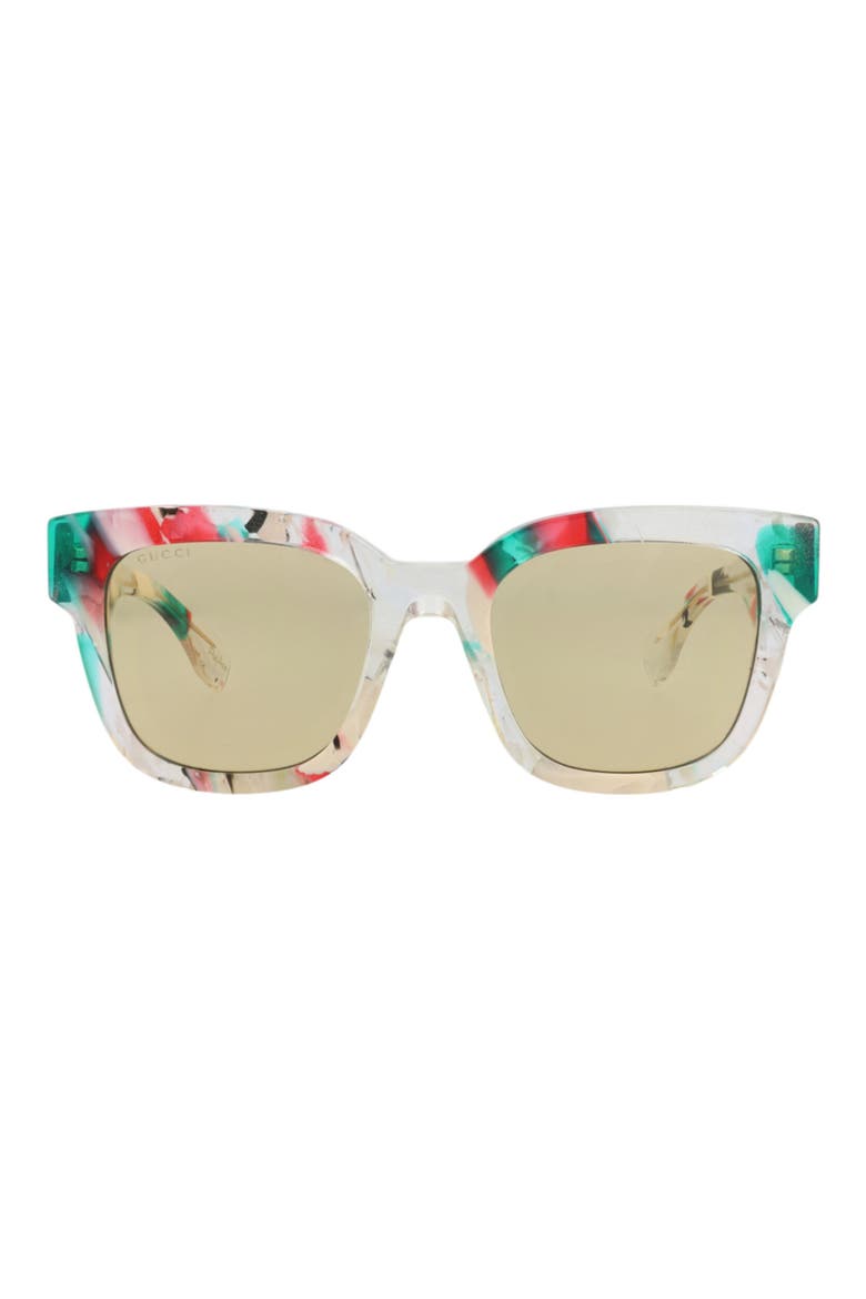 52mm Square Sunglasses, Main, color, MULTICOLOR BROWN