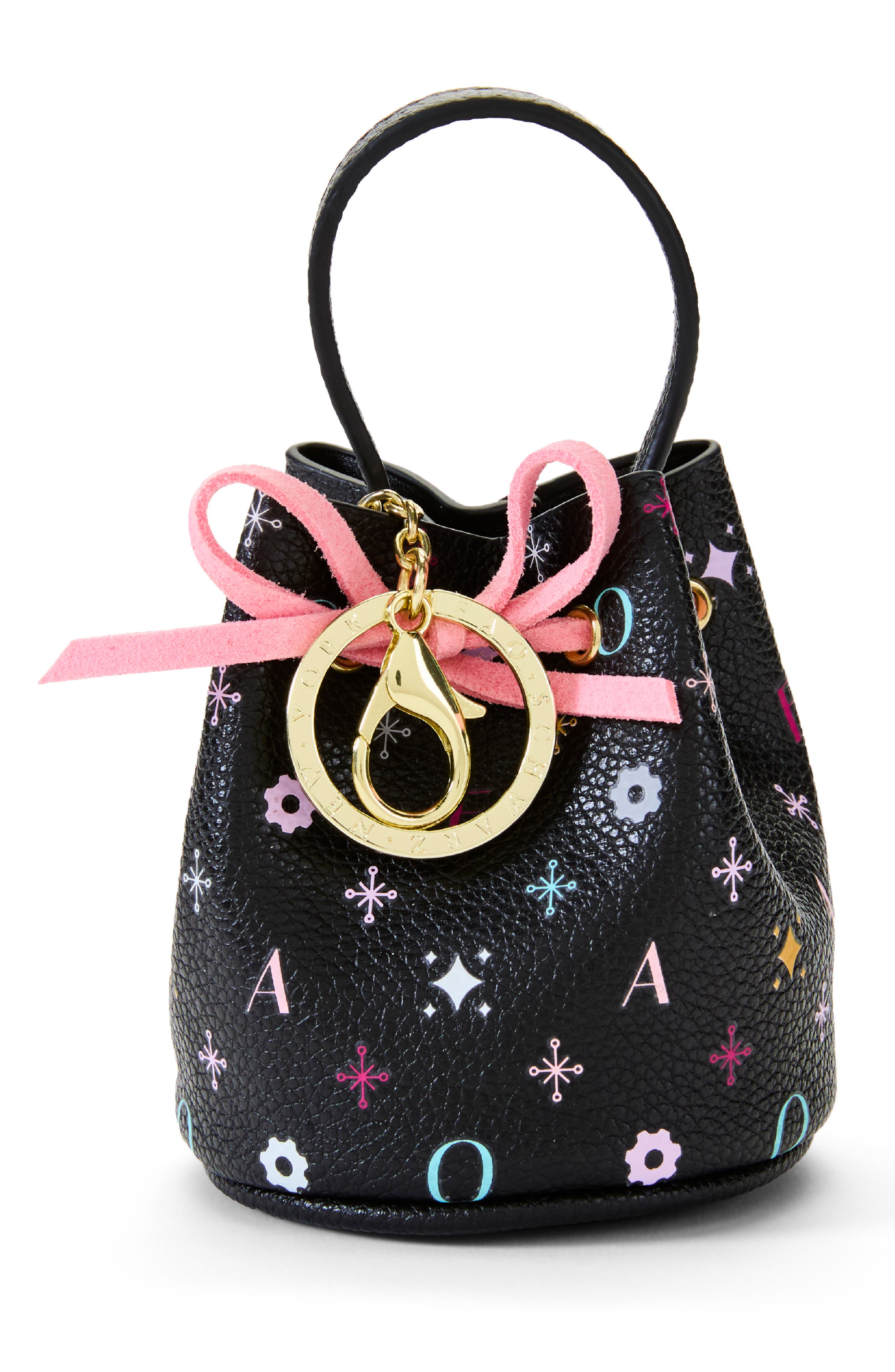 FAO Schwarz Kids' Mini Bucket Bag Key Chain, Alternate, color, Black