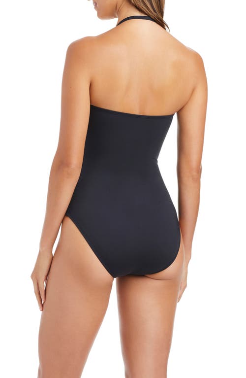 Bleu Rod Beattie Rod Beattie Mesh Inset Bandeau One-piece Swimsuit In Blue